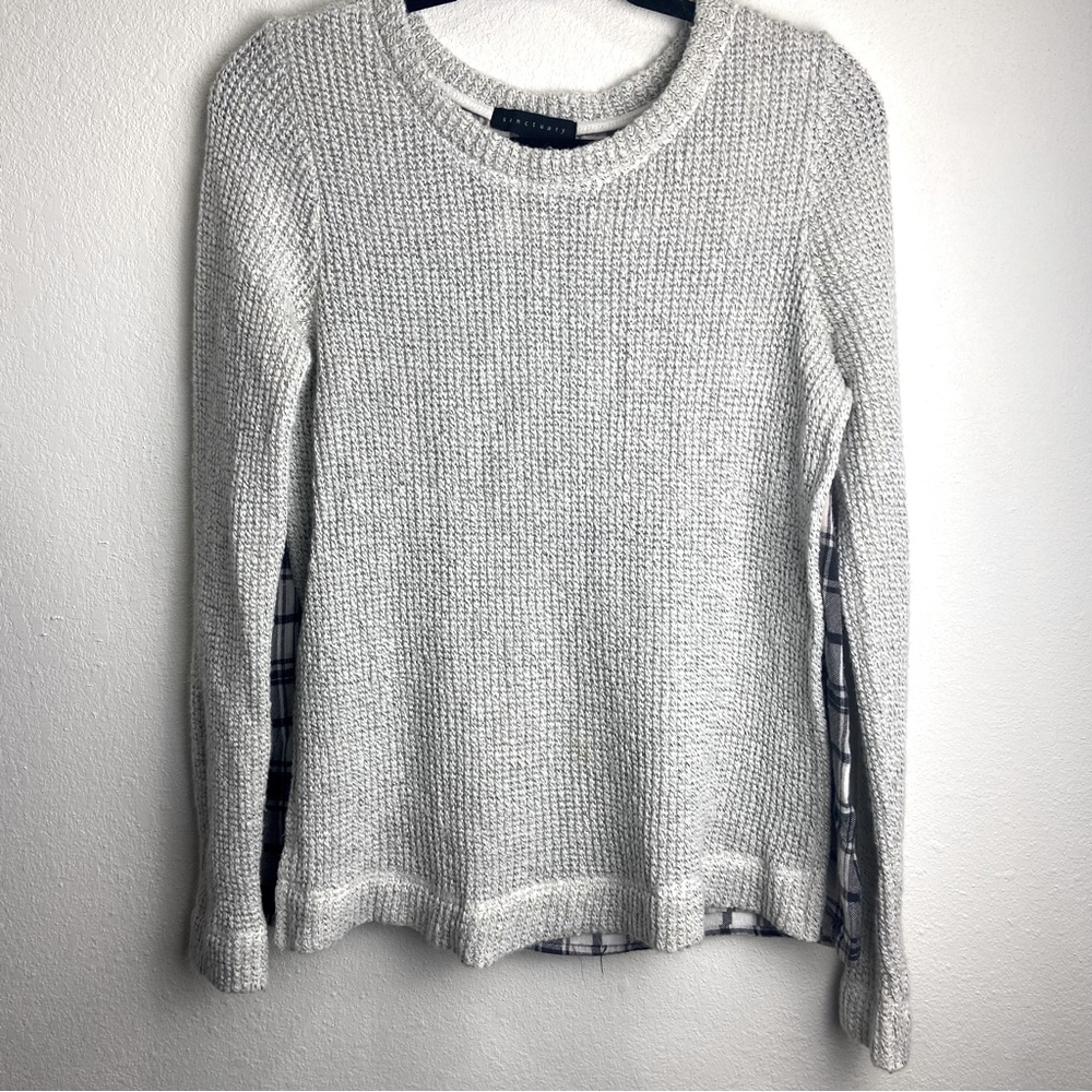 Sanctuary Flannel/Sweater Combo Ivory Gray Long Sleeve Womens Size‎ Medium
